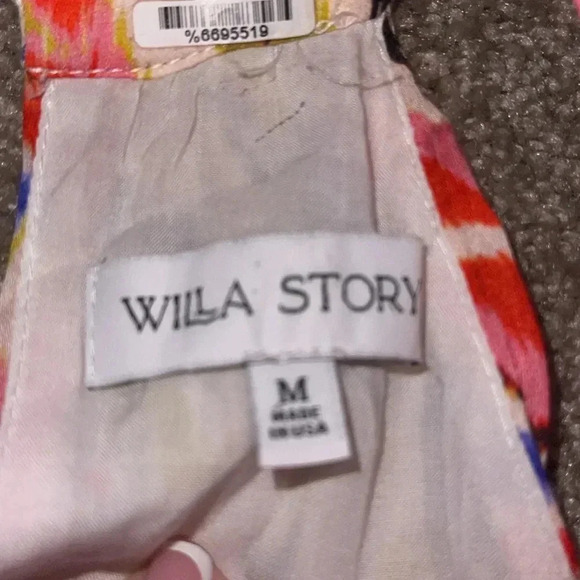 Willa Story Tiered Maxi Dress - Pink Orange Watercolor SZ Medium. N - Picture 3 of 5